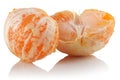 Peeled, skinless two halves of tangerine Royalty Free Stock Photo