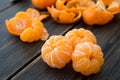 Peeled small tangerines or clementines