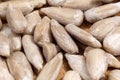 Peeled sunflower seeds close-up macro. Selective Focus Royalty Free Stock Photo