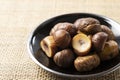 Peeled sweet chestnuts on a cloth background