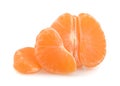Peeled tangerine or mandarin fruit isolated on white background Royalty Free Stock Photo