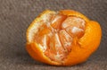 Peeled tangerine is tasty and healthy. View from above