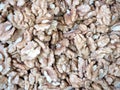 Peeled walnuts, close-up, top view. Royalty Free Stock Photo