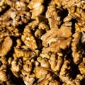 Closeup of big shelled walnuts pile Royalty Free Stock Photo