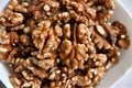 Peeled walnuts in a white plate Royalty Free Stock Photo