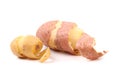 Peeled white and red potatos. Royalty Free Stock Photo