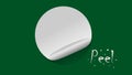 Peeled white sticker pinned on dark green board. You can add text as you wish Royalty Free Stock Photo