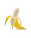 Peeled yellow ripe banana, Open banana isolated on a white background Royalty Free Stock Photo