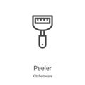 peeler icon vector from kitchenware collection. Thin line peeler outline icon vector illustration. Linear symbol for use on web