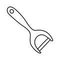 Peeler. Kitchenware sketch. Doodle line vector kitchen utensil and tool. Cutlery