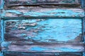Peeling Blue Paint On Old Wood Door. Background Texture
