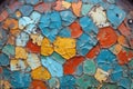 peeling and cracked paint on a rusty bin