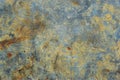 Peeling paint blue rusty textured metal background. Royalty Free Stock Photo