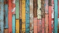 Peeling Paint Reveals Multicolored Wooden Wall