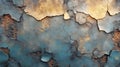 Peeling paint on a textured wall, showing rust and age Royalty Free Stock Photo