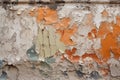 Peeling paint on the wall. concrete wall with old cracked flaking paint