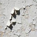 Peeling paint on a wall, revealing underlying beige layers. The surface shows extensive cracking Royalty Free Stock Photo