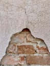 Peeling Plaster Wall Revealing Old Brickwork Royalty Free Stock Photo