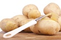 Peeling potatoes Royalty Free Stock Photo