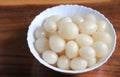 Peeling rambutan in bowl Royalty Free Stock Photo