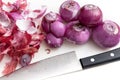 Peeling shallots prepare for cooking Royalty Free Stock Photo