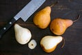 Peeling and Slicing Bosc Pears Royalty Free Stock Photo