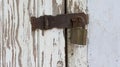 Peeling Wooden Door Secured By Padlock Hasp And Staple Royalty Free Stock Photo