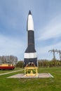 Old German WW2 V2 rocket in rocket-factory Peenemuende Royalty Free Stock Photo