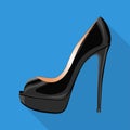 Peep toe pump woman shoes flat isolated icon