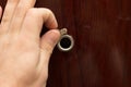 Peephole on wooden door - judas hole