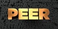 Peer - Gold text on black background - 3D rendered royalty free stock picture