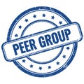 PEER GROUP text on blue grungy round rubber stamp
