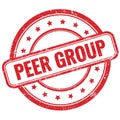 PEER GROUP text on red grungy round rubber stamp