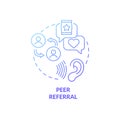 Peer referral blue gradient concept icon