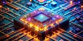 Unveiling the Future A Microscopic Glimpse into a Glowing Quantum Processor Featuring Intricate 3D Nanotechnology and