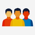 Peer to peer connection flat icon three men different colors teamwork collaboration networking diversity