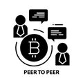 peer to peer icon, black vector sign with editable strokes, concept illustration Royalty Free Stock Photo