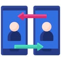 Peer to peer icon, Crypto related vector illustration