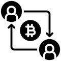 Peer to peer icon, Cryptocurrency related vector