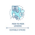 Peer to peer lending turquoise concept icon