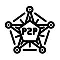 peer to peer nodes decentralized application line icon vector illustration