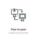 Peer to peer outline vector icon. Thin line black peer to peer icon, flat vector simple element illustration from editable