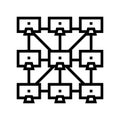 peer to peer p2p nodes decentralized application line icon vector illustration