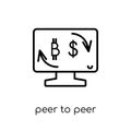 Peer to peer icon. Trendy modern flat linear vector Peer to peer Royalty Free Stock Photo