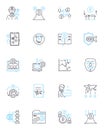 Peer-to-Peer lending linear icons set. Investment, Borrowing, Crowdfunding, Interest, Prosperity, Collaboration, Loans Royalty Free Stock Photo