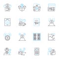 Peer-to-Peer lending linear icons set. Investment, Borrowing, Crowdfunding, Interest, Prosperity, Collaboration, Loans Royalty Free Stock Photo