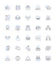 Peer-to-Peer line icons collection. Decentralized, Sharing, Nerk, Collaboration, Trustless, Blockchain, Cryptography