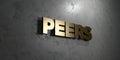 Peers - Gold sign mounted on glossy marble wall - 3D rendered royalty free stock illustration