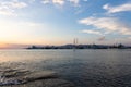 Pefki, Evia island, Greece - August 2023: Harbour with Ships and boats at sunset at Evia island in Greece in town called Pefki Royalty Free Stock Photo