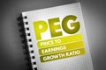 PEG - Price to Earnings Growth ratio acronym